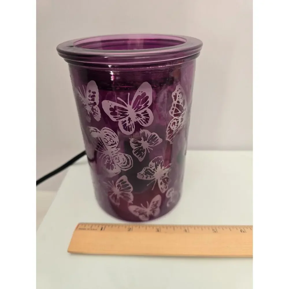 Scentsy Warmer Wings Butterfly Hand Painted Royal Purple White Butterflies